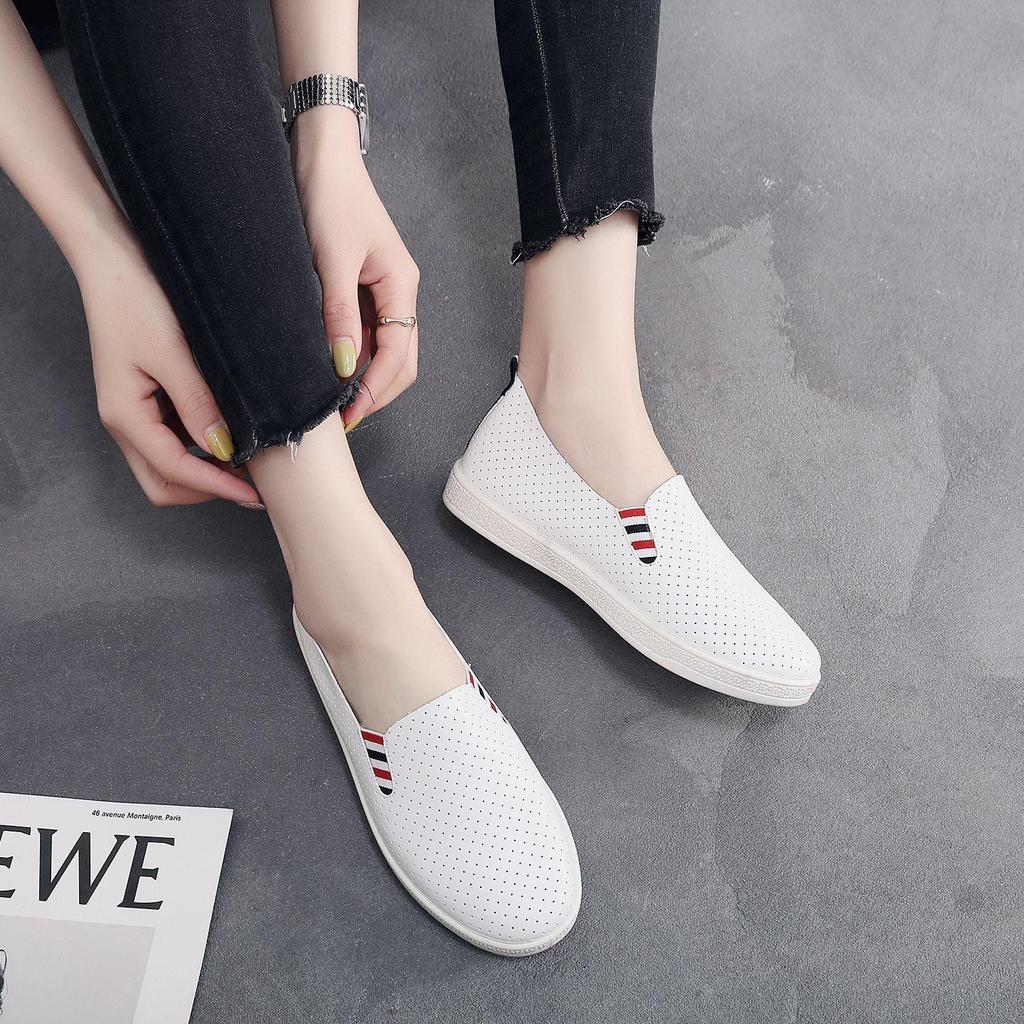 Women's Breathable Hollow Cloth Shoes - Spring/Summer 2025 Flat White Versatile Soft Sole