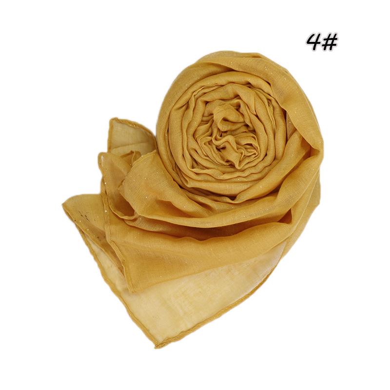 Shimmer Glitter Cotton Viscose Hijab Scarves For Women Muslim Long Shawls Headscarf Wraps Solid Headbands Stole Bufandas Turbans
