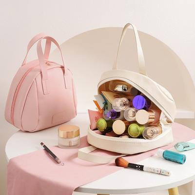 Portable PU Cosmetic Storage Bag Shell Shape Large Capacity Handheld Bag Makeup Bag Washroom
