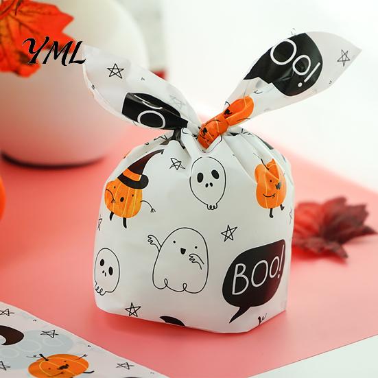 Clear Plastic Snack Pouches for Retail 48 Pcs Halloween Candy Bags, Kids Trick or Treat Goodie Cute Rabbit Portable Bags School Events Ear Small Gift
