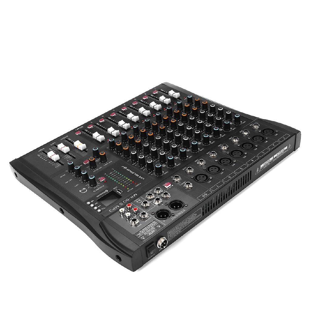 9 Channel Professional Console Studio Audio Mixer USB Bluetooth DJ Sound Mixing for Family KTV Meeting Campus Speech
