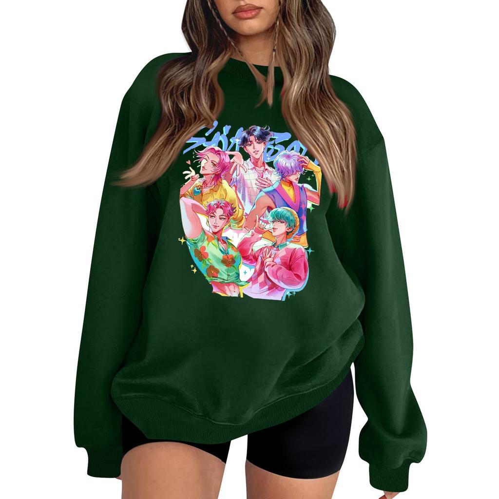 Damenmode Lässig Bedruckt Lässig Langarm Rundhals Sweatshirt Top