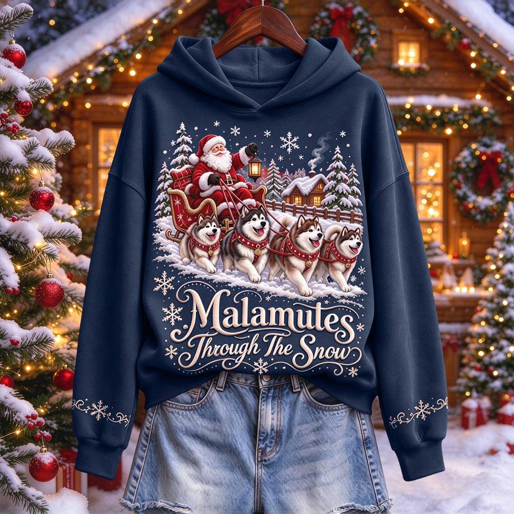 Women's Christmas Pullover Hoodie Hooded Sweatshirt for Holiday Party