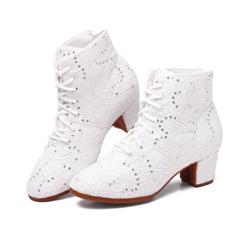 Schwarze Oxford-Stoff Tanzschuhe High Top Damen Moderne Jazzschuhe Weichsohlige Lehrerschuhe Sailor Dance