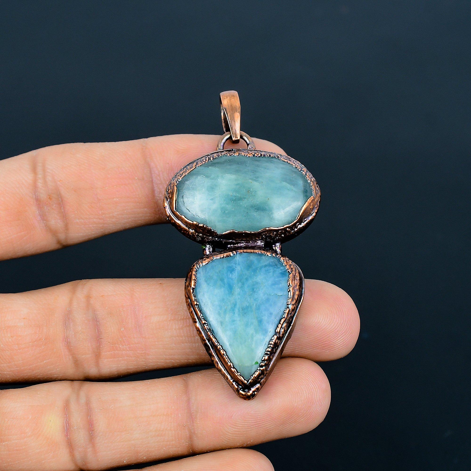 

Подвеска из аквамарина с электроформовкой из меди, Ювелирное изделие ручной работы с драгоценным камнем, Подарки для жены, Совершенно новая подвеска 2.55 Inches