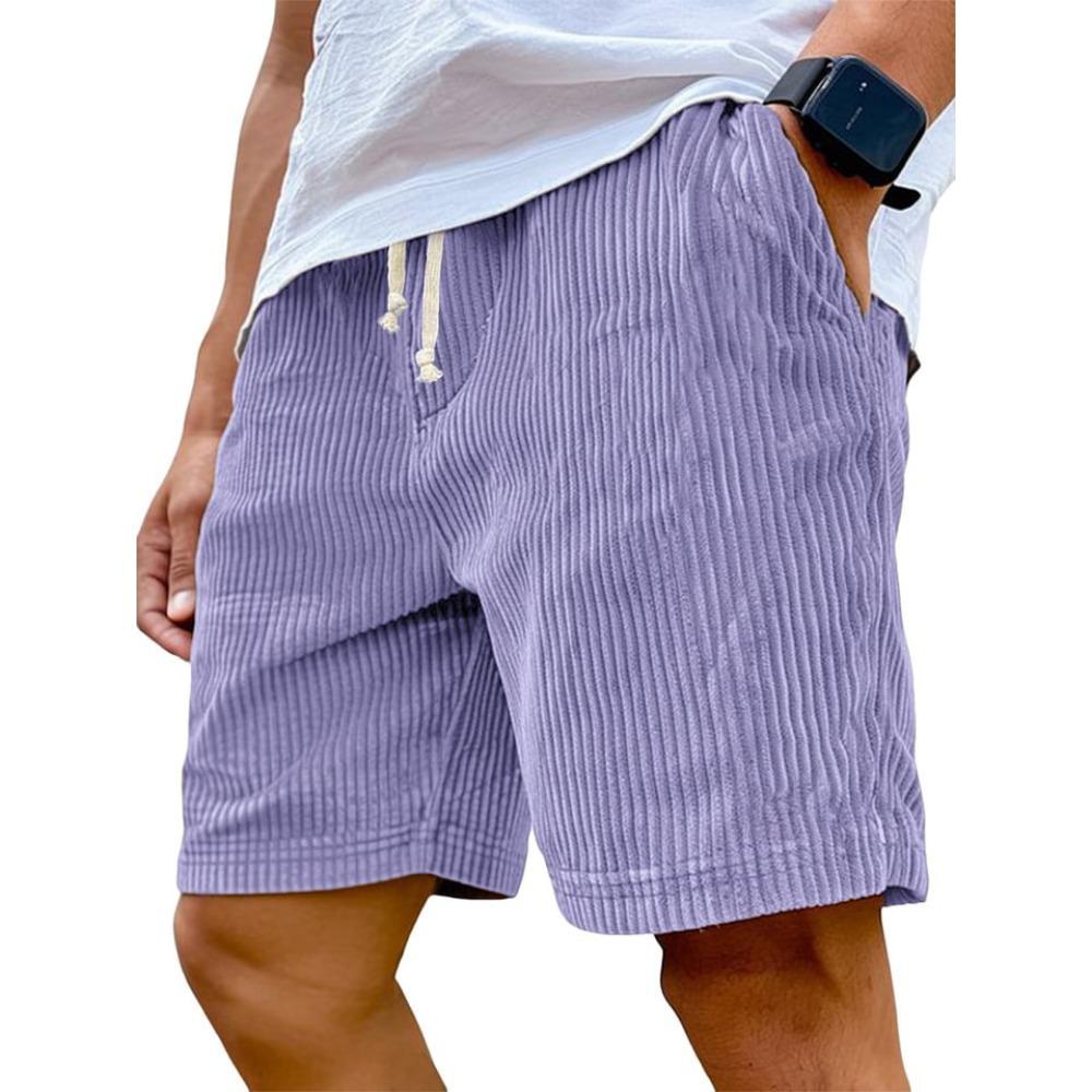 Men Vintage Logo Embroidered Corduroy Drawstring Loose Casual Fashion Shorts Soft Breathable Daily Outdoor Bottoms