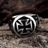 Retro Croix De Guerre Ring For Men Cross Accessories Silver Color Punk Gothic Adjustable Open Ring Unisex Alloy  Man Gift