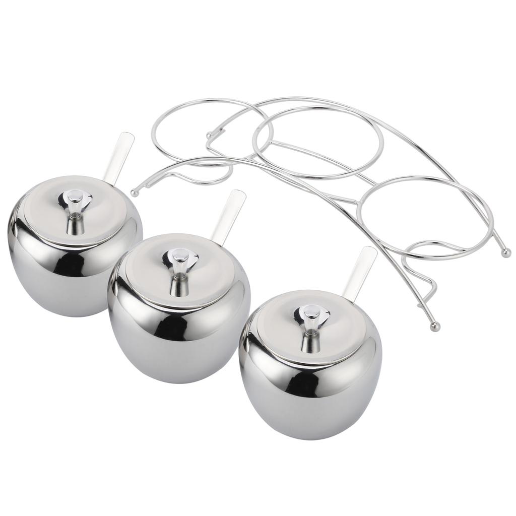 Stainless Steel Condiment Seasoning Containers Pots Set Salt Pepper Sugar Storage Organizers