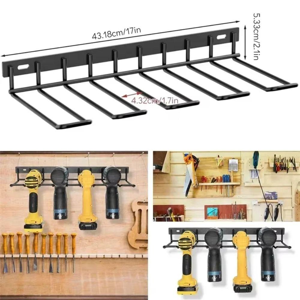 Iron Floating Tool Shelf Black Electric Drill Tools Shelf  Workshop Garage