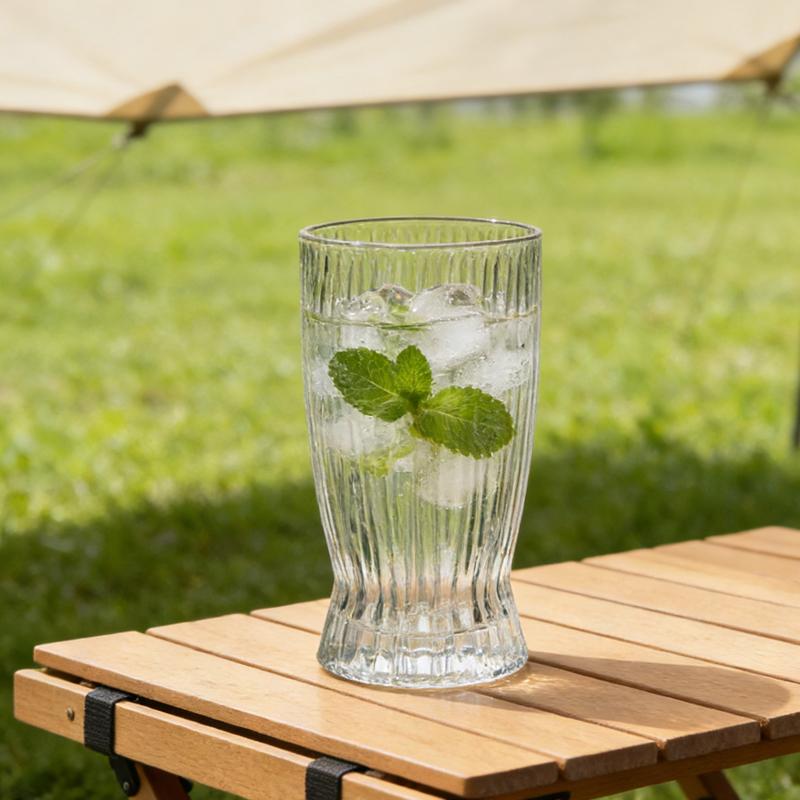 280ml/370ml Gestreifte Glasbecher Erdbeer-Milchshake-Tassen Nordischer Stil Cocktailglas Einzigartiges Design Glasbecher mit Flammenmuster