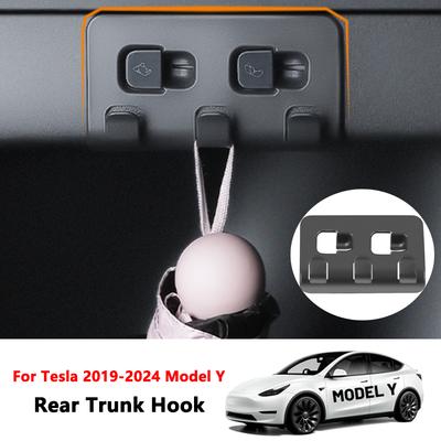 Rear Trunk Hook Seat Button for Tesla Model Y Cargo Grocery Bag Hook Holder Umbrella Hanger Storage Car Interior Accessories