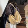 Canvas Bag Women's Dumpling Bag Solid Color Shoulder Bag Large Capacity Crossbody Bag