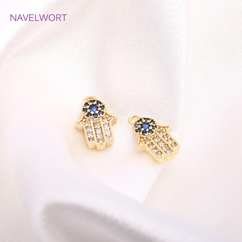 14K Gold Plated Hamsa Hand Pendants Brass Metal Hamsa Jewelry For Earring Making Crafts DIY Jewelry Making Accessories