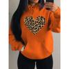 Simple Leopard Print Heart Design Hoody Women Oversize Fleece Hoodies Autumn Hip Hop Sportswear Fashion Clothing