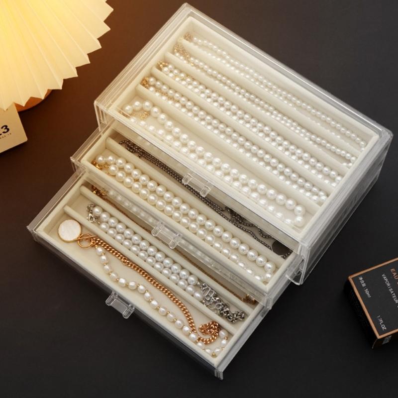 Multifunctional Acrylic Jewelry Storage Case 3 Layer Drawer Box for Bracelets and Beads Accessories Holder with Dividers