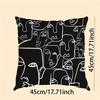 Abstract facial line pattern pillowcase, suitable for living room, bedroom, decoration (without pillow core)