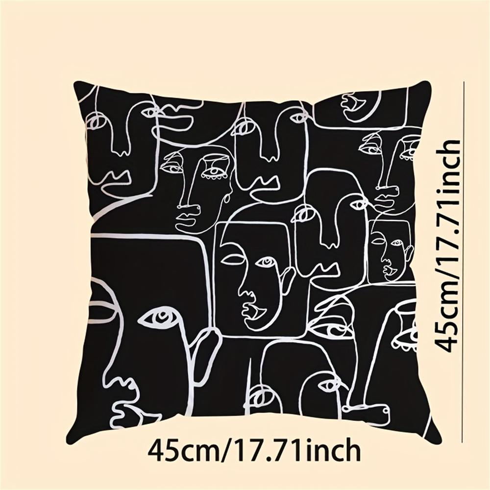 Abstract facial line pattern pillowcase, suitable for living room, bedroom, decoration (without pillow core)