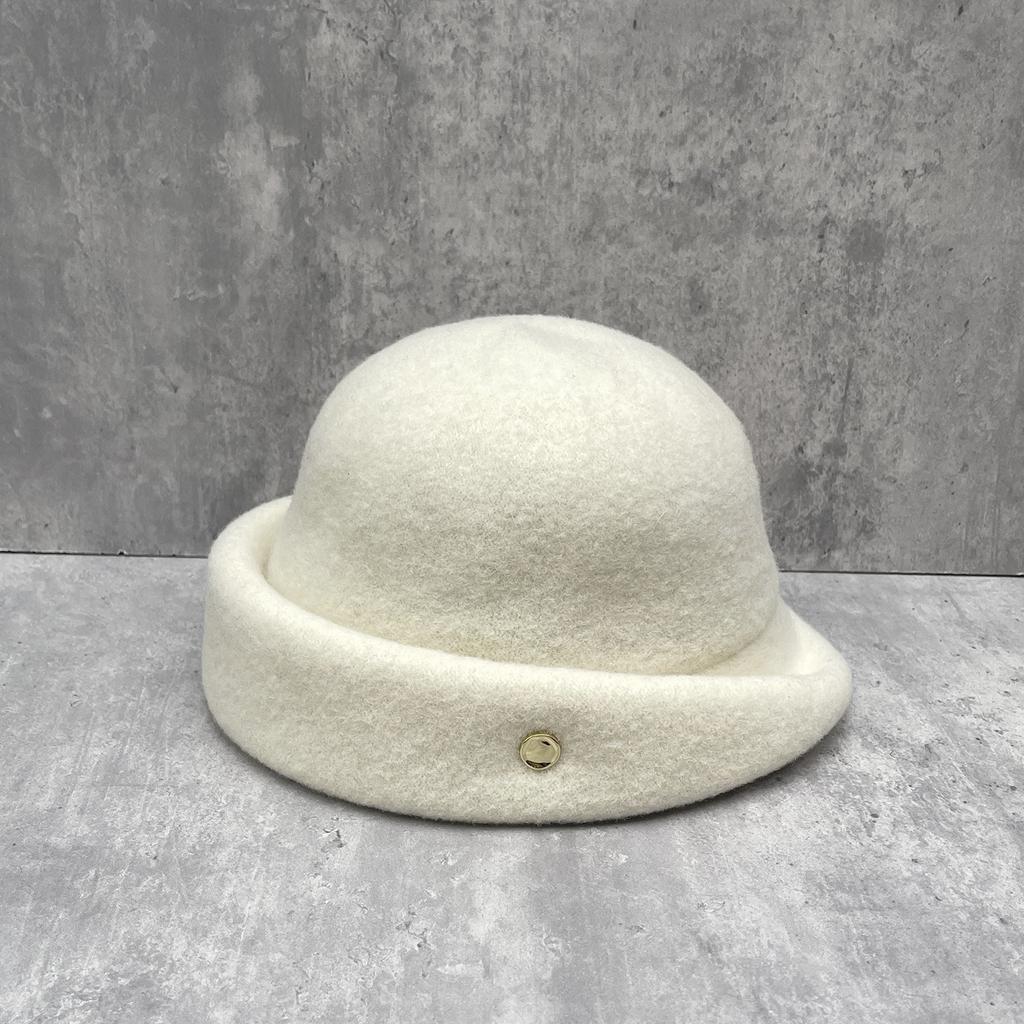 Wide Along The Curling Edge To Cover The Meat And Show The Face. Small And Elegant Wool Blended Bucket Hat Women'S Winter Retro Top Hat Temperament