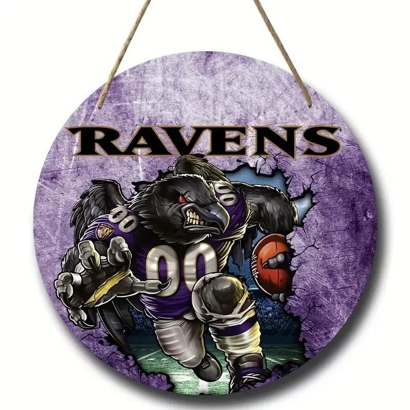 American Football Round Wooden Sign, home Room Holiday Festivals Front Sence Door Wall Hangng Art Sign Decor, Gift for Rugby Fans