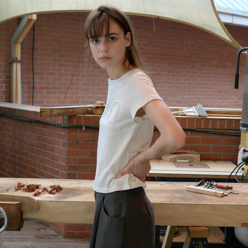 Elssibeui Slub Nep Pocket T-Shirt_Ivory