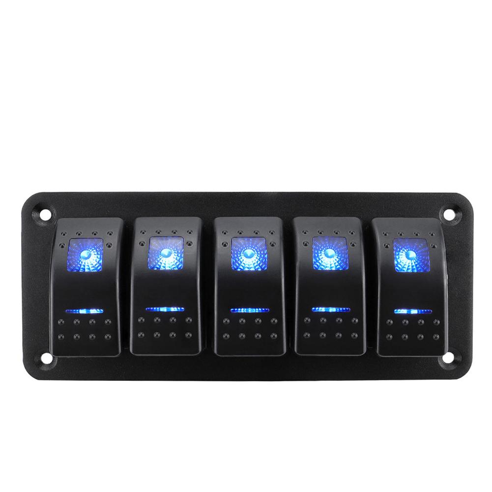 Universal Marine Boat 2/3/4/5/6/ 8 Group Rocker Switch Panel 5-pin Switches for 12V/24V Cars Trailers Red Green Indicator Light