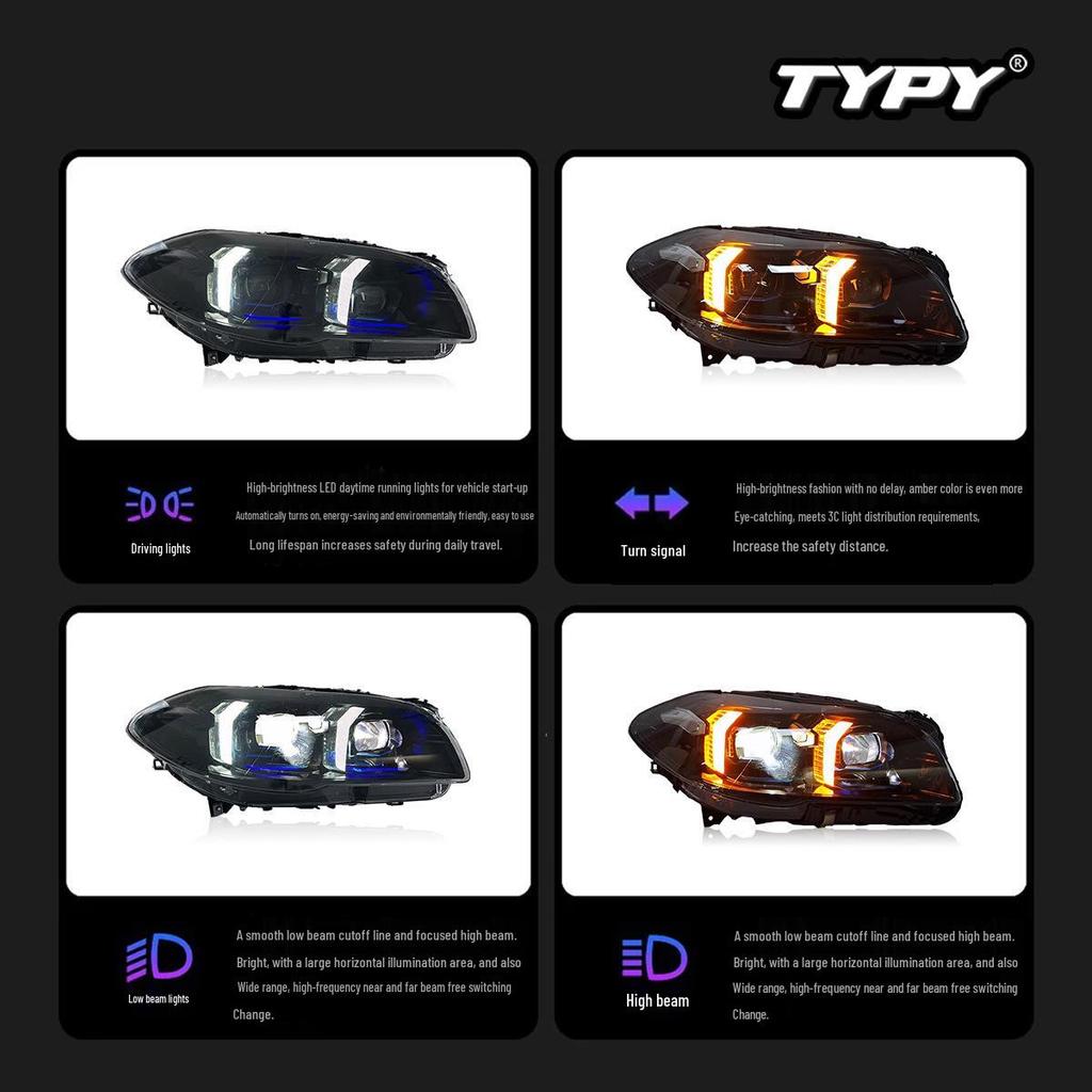 BMW 5 Series F10/F18 Headlight Assembly with LED Lens & Turn Signal (2011-2017)