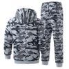 Men's Winter Camo Print Hooded Sweatshirt Sweatpants Warm Outfit