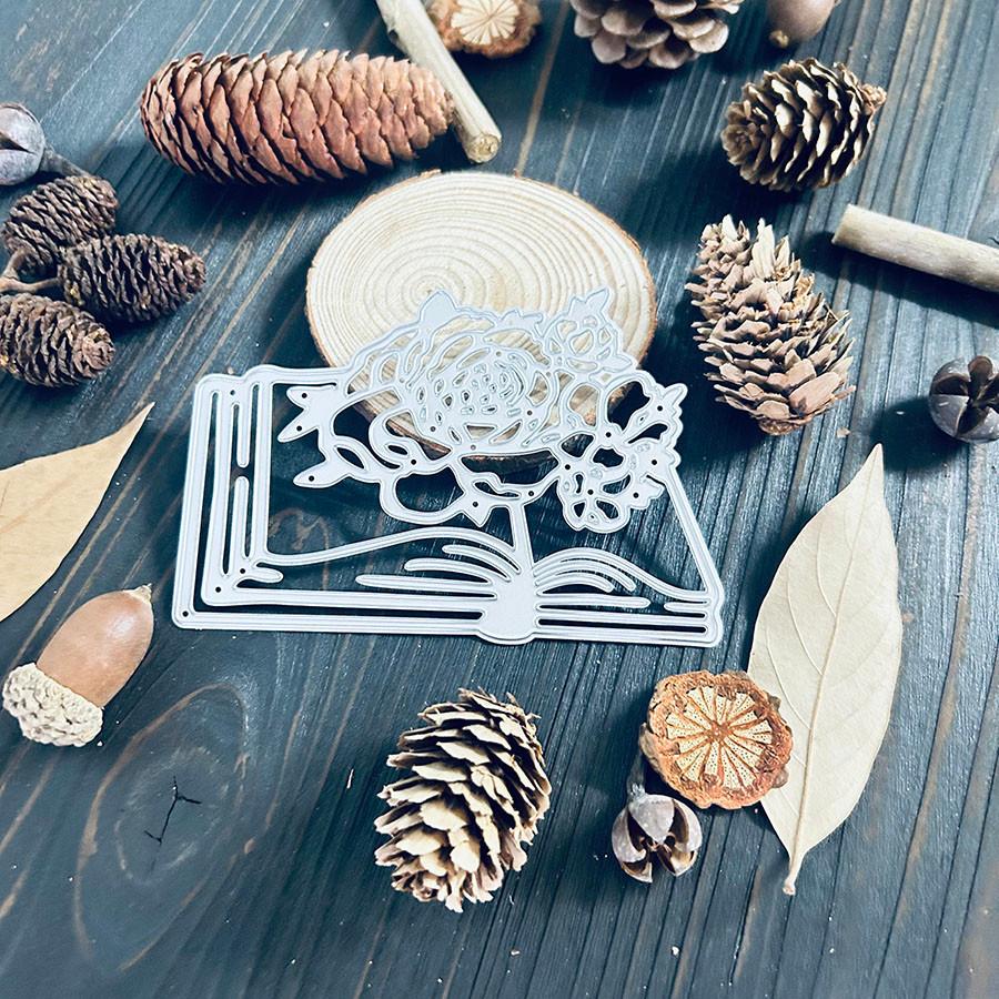 Books In Flowers Metal Cutting Dies Stencil for DIY Scrapbooking Photo Album Embossing Paper Cards Crafts Diecuts