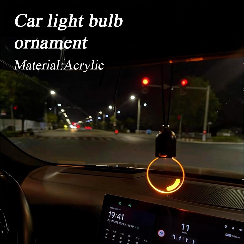 Flat Acrylic Retro Small Bulb Car Hanging Ornament Interior Ambient Lighting Modes For Long Trips Daily Use Auto Decor Accessory