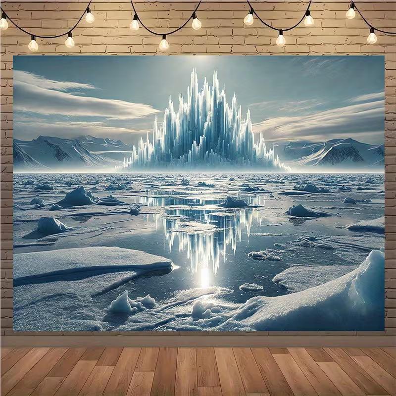 2D Magischer Gefrorener Eispalast Polare Landschaft Fotografie Kulisse Banner