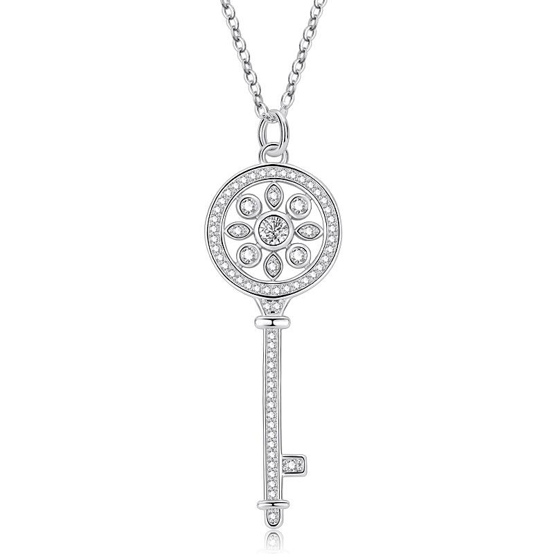 Collana Chiave Catena Maglione Ciondolo Gioielli da Donna Micro-intarsiata Moda Semplice Antiallergico
