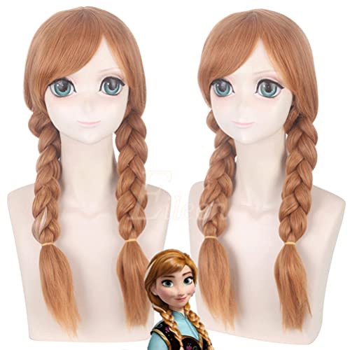 Eileen Frozen Anna Adult Cosplay Wig, Heat-Resistant, Perfect for Halloween, Christmas, Costumes, Cultural Festivals, Festivals, and School Festivals