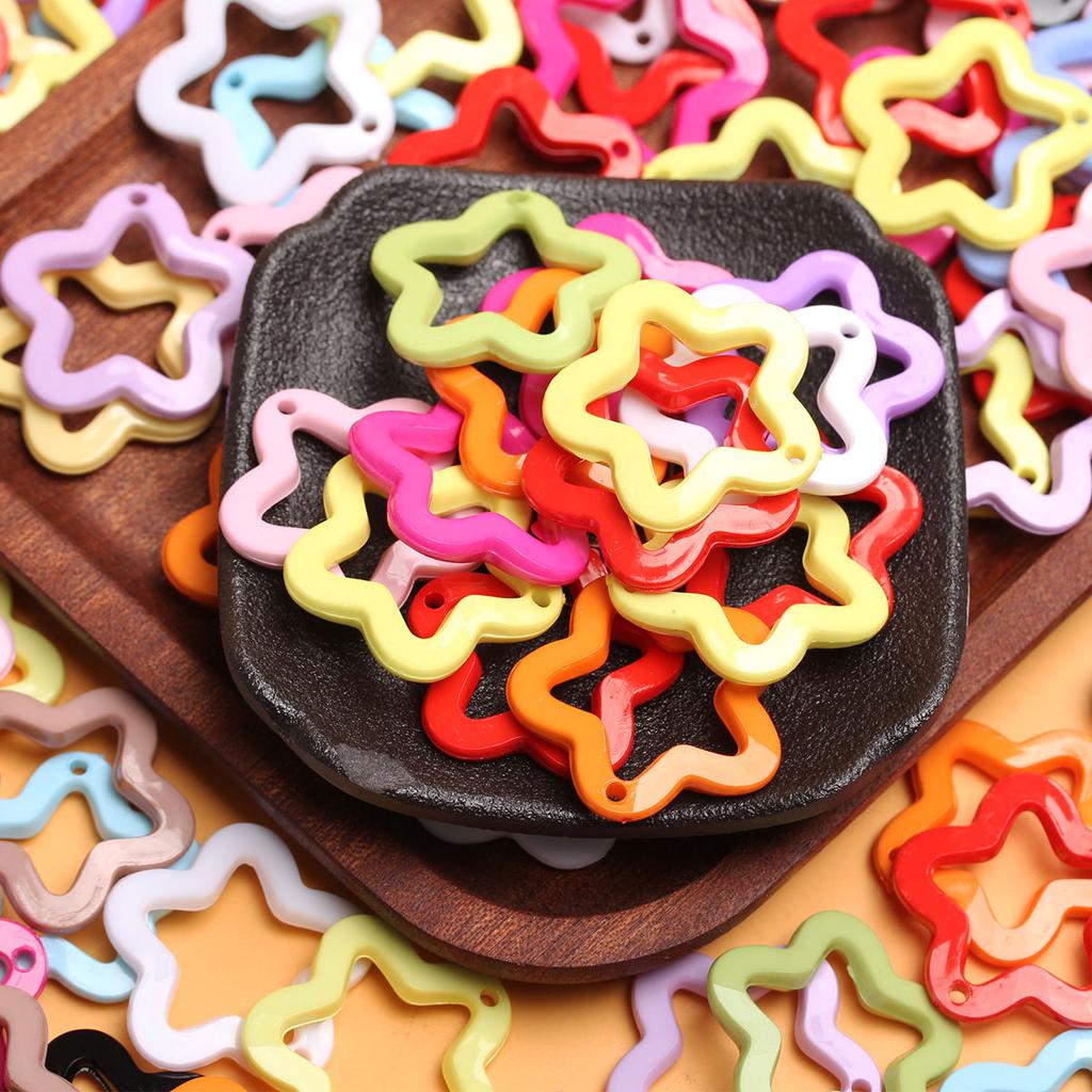 Cca 350ks DIY Materiál šperků Přívěsky Candy Barva Pentagram Přívěsek Akryl pro náhrdelník Náušnice Výroba 30mm Módní