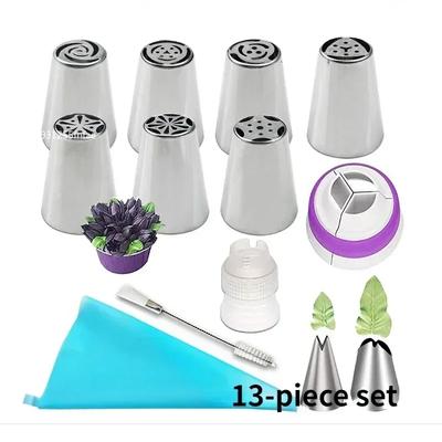 8-13PCS Pastry Socket Cake Nozzles Professional Icing Cream Piping Tips Cookies Cupcake Cake Decorating Tool Full Set