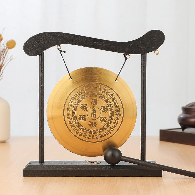 Bagua Hundred Longevity Alloy Gong Wind Chime Ornament Home Decor Crafts Desktop Ornament For Office Living Room