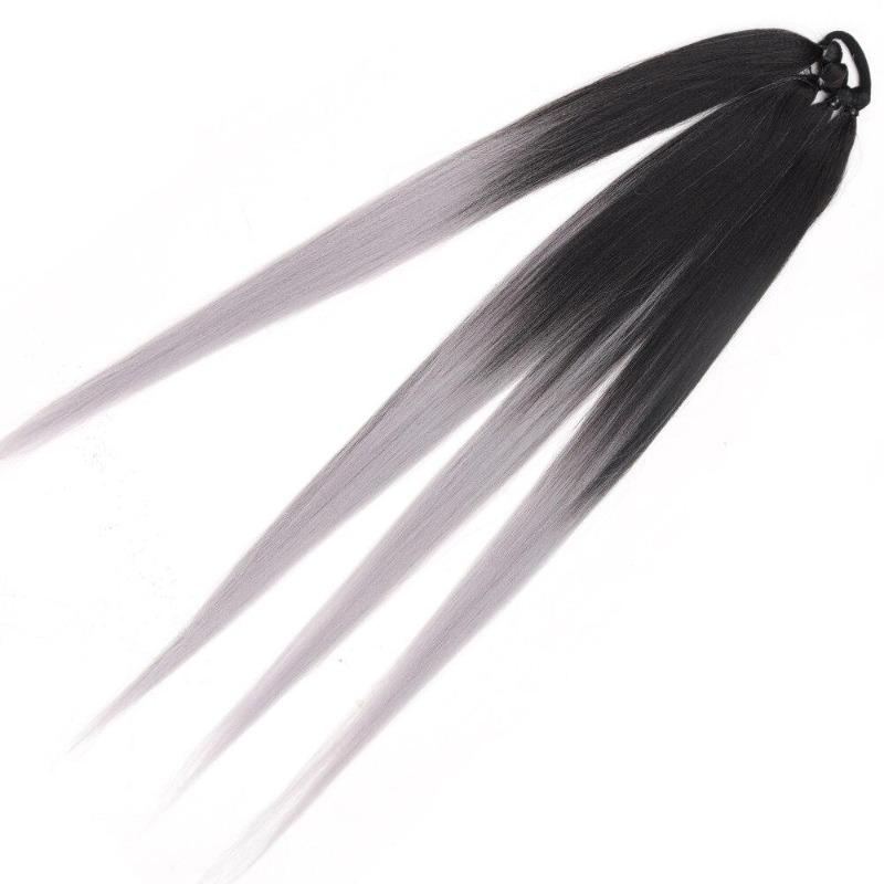 Extensiones de cabello de cola de caballo trenzadas sintéticas, peluca rubia Natural, envoltura larga alrededor de cola de caballo con banda de goma
