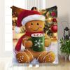 [Cozy Christmas Flannel Blanket] Warm Christmas Flannel Throw Blanket - 1 Cozy Gingerbread for Man with Festive Santa Hat Design