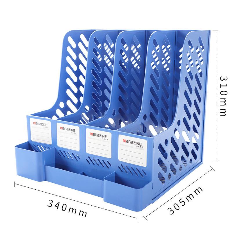 4 Column File Rack Holder Durable PP Material Desktop Organizer for Books Stationery Sundries School Office Desktop
