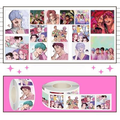 500 ks/Role Anime Kpop Lovci démonů Kreslené těsnicí samolepky DIY Scrapbooking Nálepky na notebook Zavazadla Dekorace Odměna Dárek