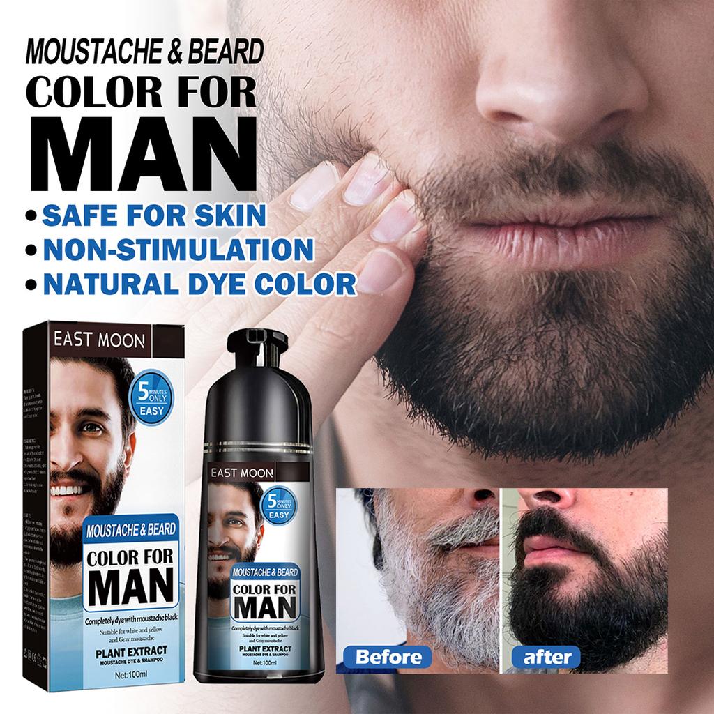 Cheap Maijiabao 100ml Men Beard & Mustache Dye Color Shampoo Natural Black Darkening Joom