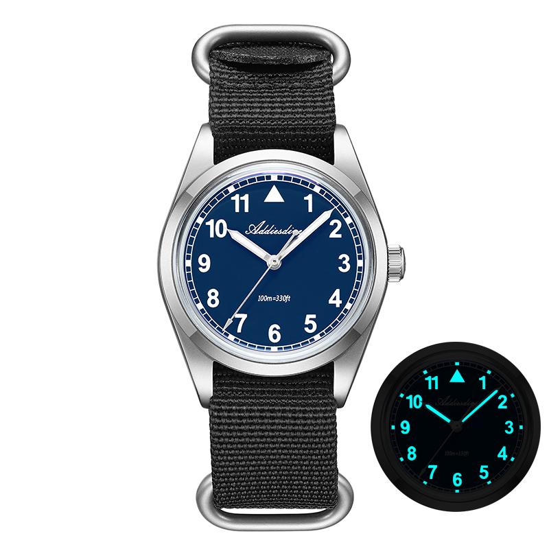 ADDIESDIVE Quartz Watches VH31 Movement Nylon Strap 36mm 100M Waterproof Reloj Hombre 316L Steel Luminous Watch For Men's