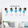 Adesivo de Parede de Menina de Ballet de Desenho Animado com Vestido Azul para Quarto de Crianças Quarto Decoração de Casa Decalque Autoadesivo
