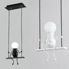 E27 Nordic Iron Little Man Pendant Lamp Creative Art Swing Man Hanging Pendant Light Kids Baby Children‘s Room Chandelier Decor