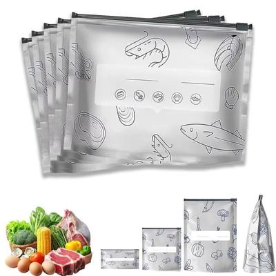Lot de 10 sacs de conservation fraîcheur en papier aluminium scellés antibactériens pour réfrigérateur sacs de stockage alimentaire congélation fermeture à glissière