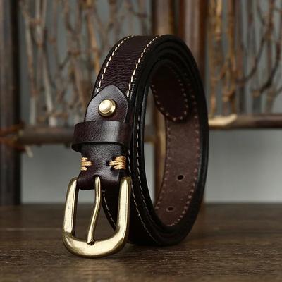 2.4CM Damen Reine Rindsleder Hochwertige Echtes Leder Dünne Gürtel für Frauen Kupferschnalle Jeans Cowboy Koreanische Version Weiblich