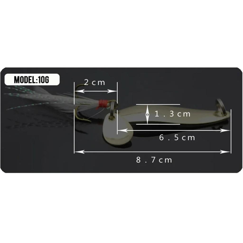5 Stück Harte Angelköder Spinner 5g 13g Set mit befiederten Drillingshaken für Barsch Hecht Salzwasser Süßwasser Helles Blinken Vibration 260319