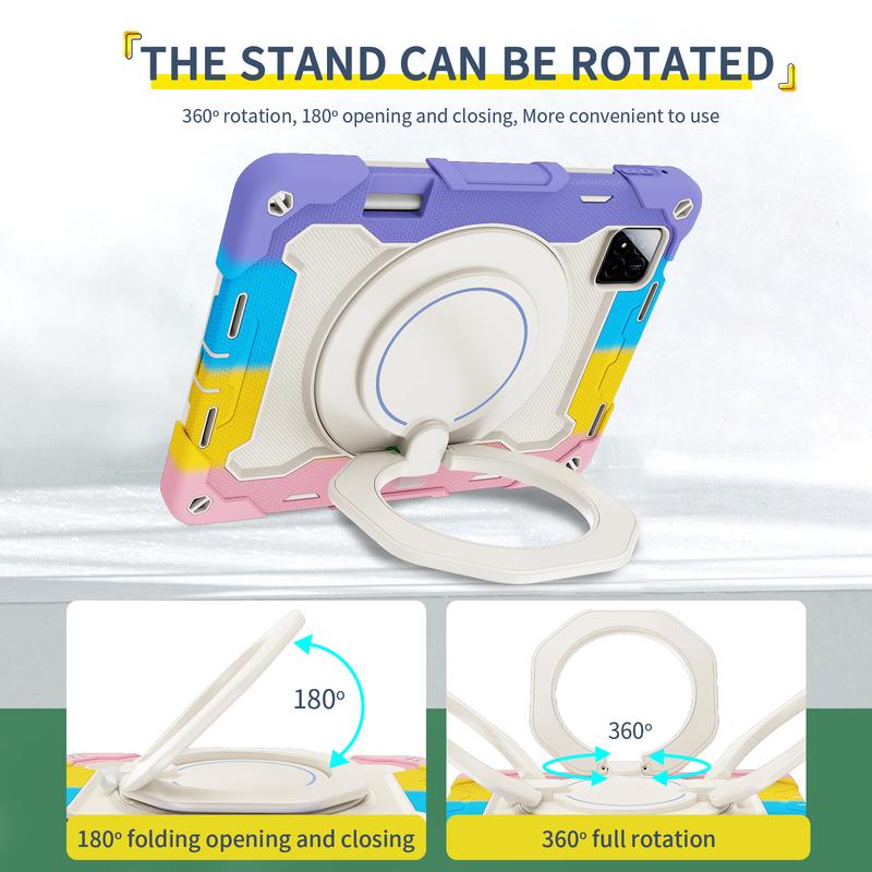 Per Xiaomi Pad 8 7 Pro 11.2" 5/6 Pro 11" 6S 7S 5Pro Redmi Pad SE K Pad Custodia con Supporto Rotante a 360° Cover Corazzata Resistente agli Urti con Cinturino a Maniglia