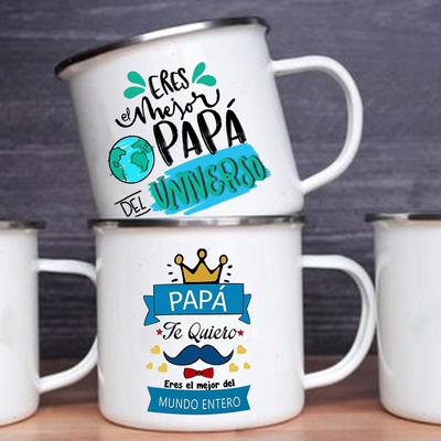 Best Dad In The Word Print Mug Camping Handle Mugs Handle Campfire Party Enamel Cup Creative Coffee Cups The Best Gifts for Dad