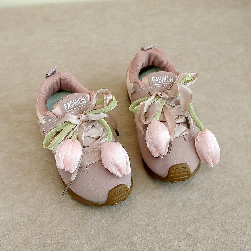 Pink Tulip Girls' German Training Shoes 2025 Spring New Children's Shoes Girls' Sneakers Soft-soled Forrest Gump Shoes
