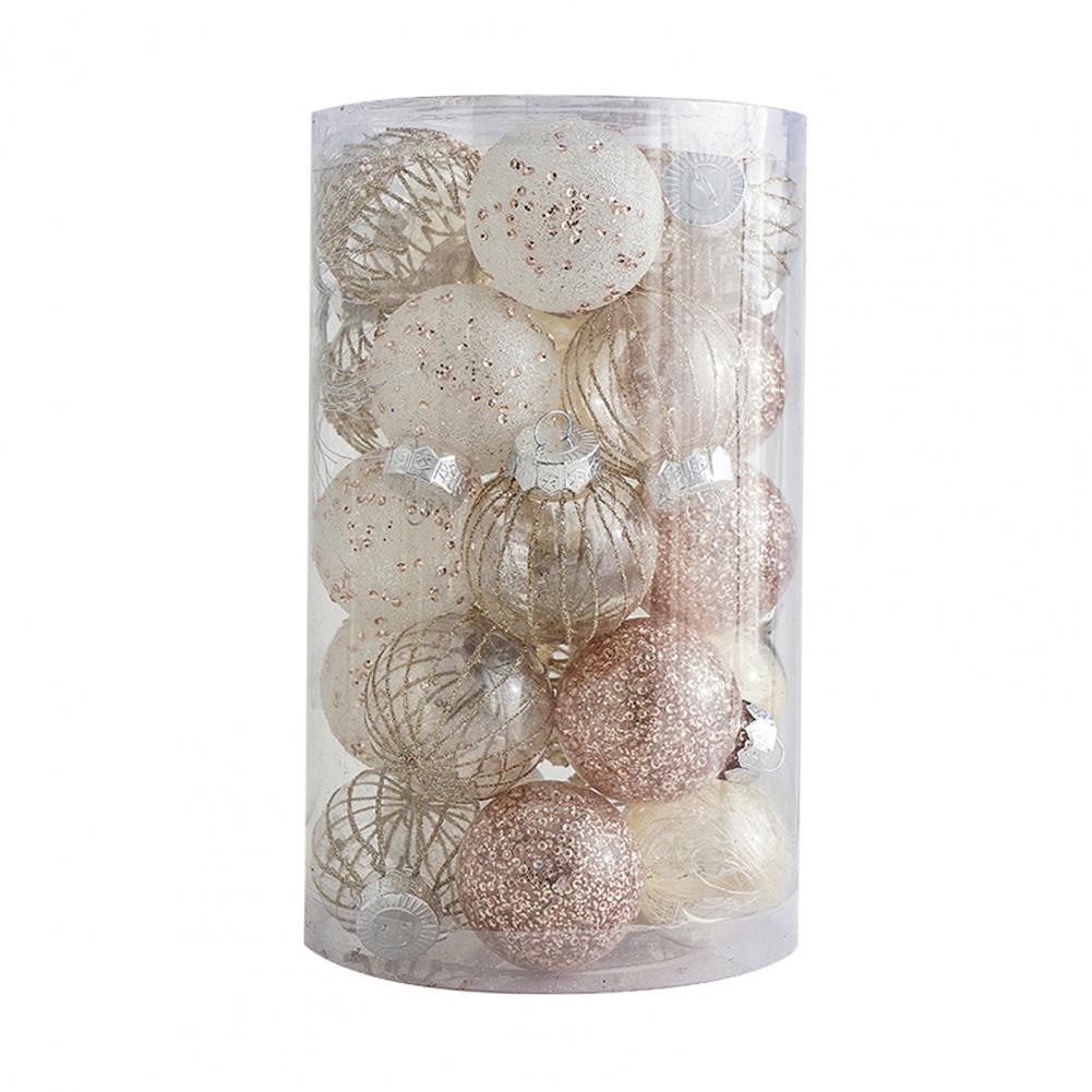 25 Stück 2,36 Zoll Weihnachtskugel-Ornamente Glitzer Pailletten Plastikkugel Weihnachtsbaumhänger für Feiertagsdekoration